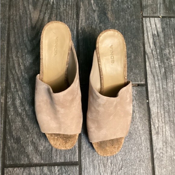 💥PRICE DROP💥 Wyatt platform chunky suede cork sandals in Oatmeal tan - Picture 2 of 9